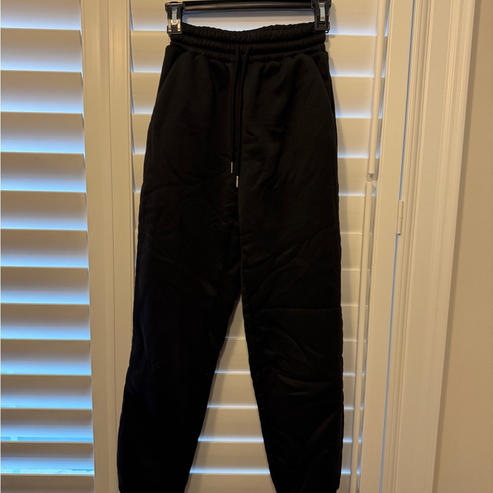 Black oversized thick and fleeced lined sweat pants